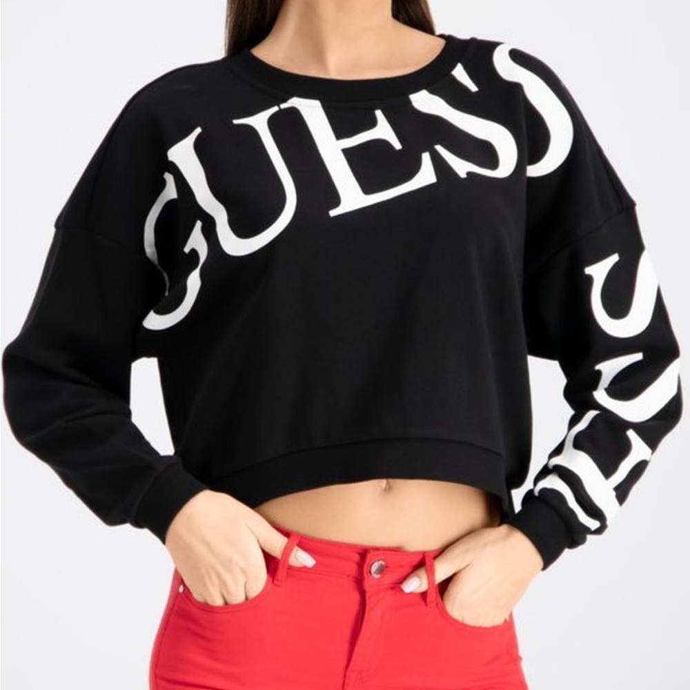 GUESS Cropped Fleece Sweater